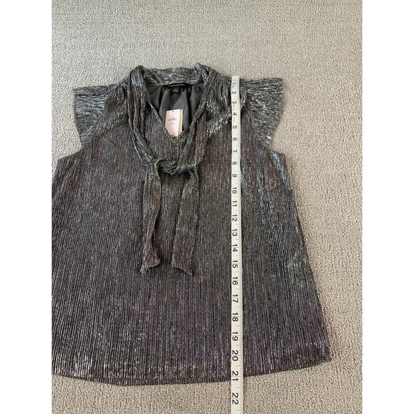 NWT Banana Republic Blouse Top Metallic Silver Gray Size XXS Petite - Picture 4 of 5